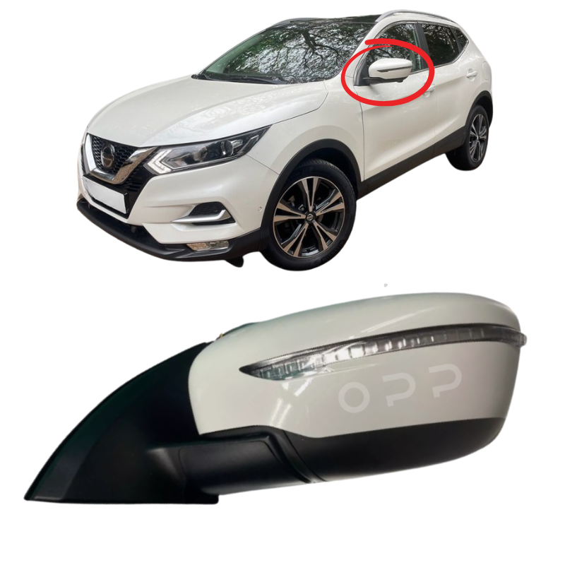 Nissan Qashqai J11 2014-2021 Wing Mirror Complete Painted Pearl White Electric