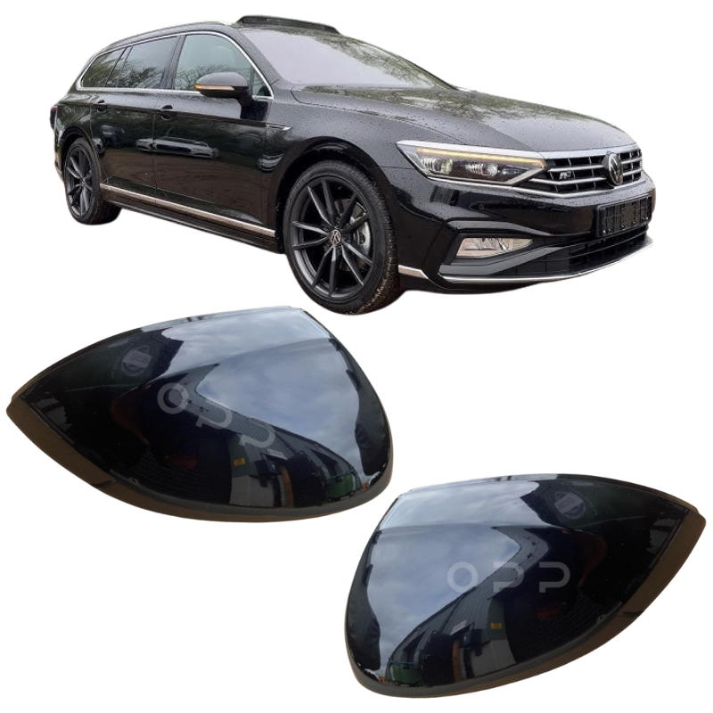 VW Passat MK7 B8 2015- Door Wing Mirror Cover Painted Deep Black Pearl LC9X