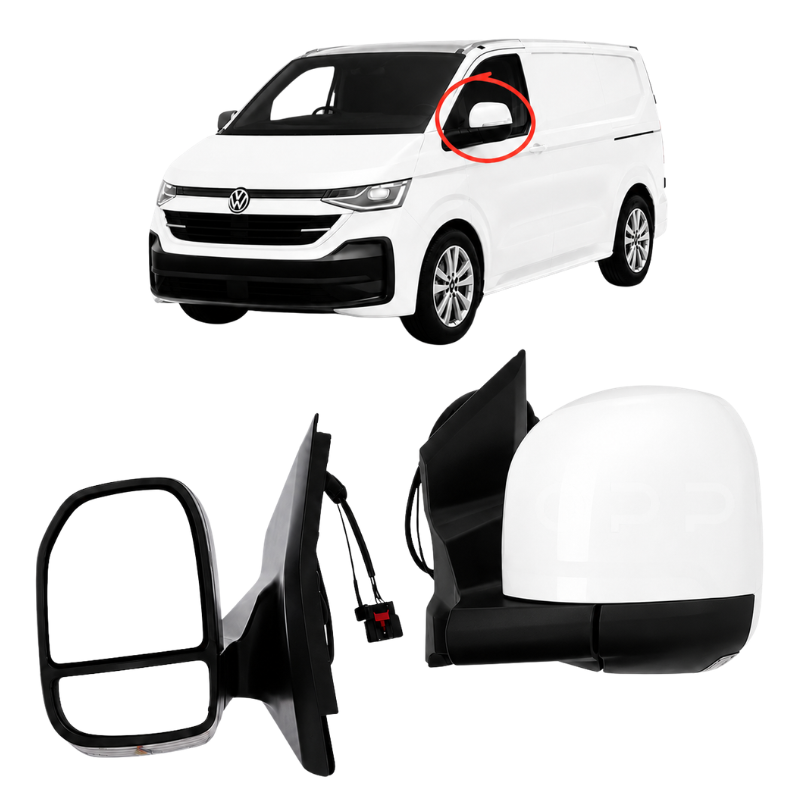 VW Transporter T7 2025- Door Wing Mirror Complete Painted Candy White Power-Fold