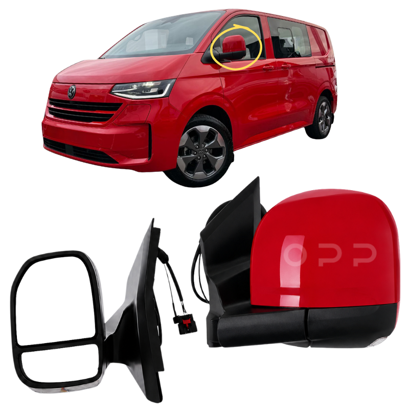VW Transporter T7 2025- Door Wing Mirror Complete Painted Fortana Red Power-Fold