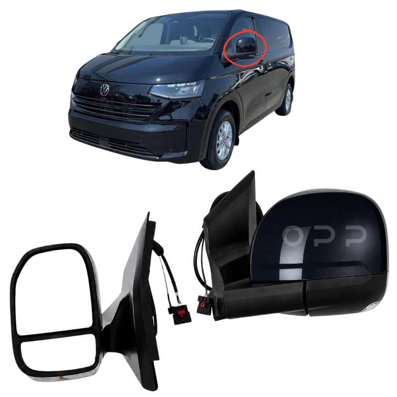 VW Transporter T7 2025- Door Wing Mirror Complete Painted Deep Black Pearl Power-Fold