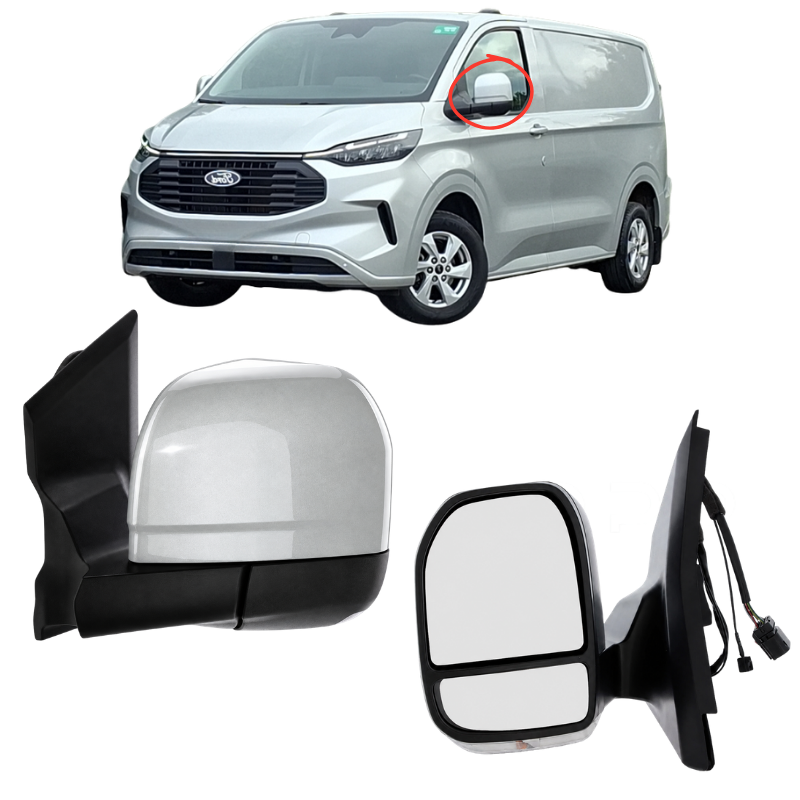 Ford Transit Custom 2023- Door Wing Mirror Complete Painted Moondust Silver Power-Fold