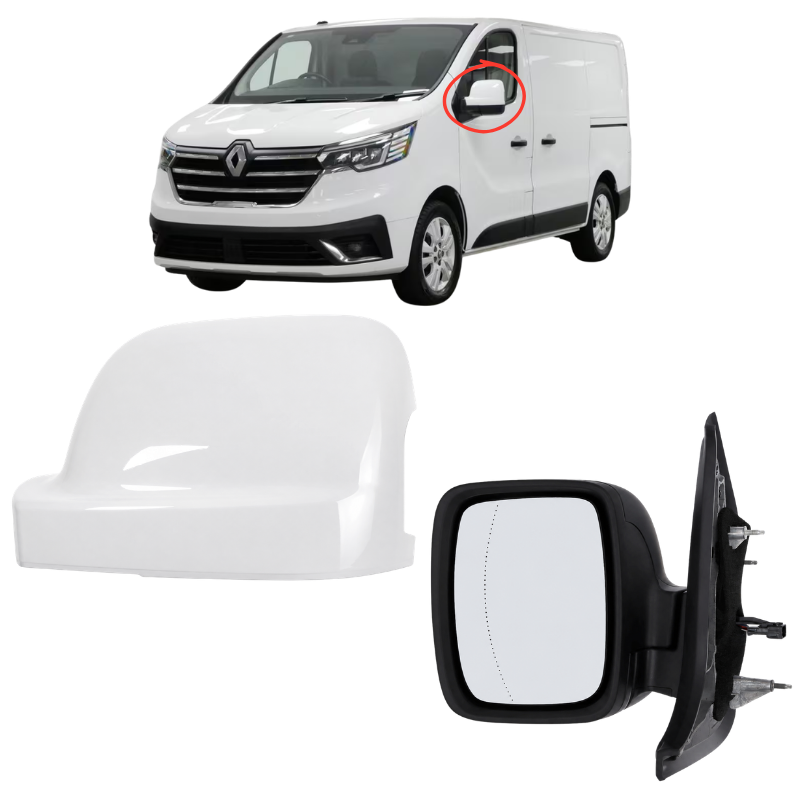 Renault Trafic 2021- Door Wing Mirror Electric Complete Painted Glacier White