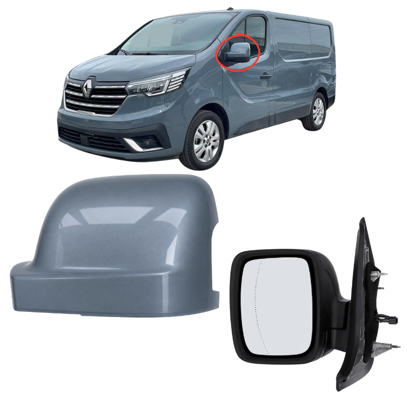 Renault Trafic 2021- Door Wing Mirror Electric Complete Painted Urban Grey
