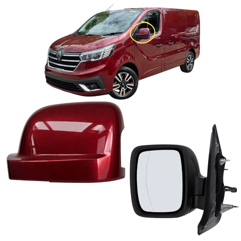Renault Trafic 2021- Door Wing Mirror Electric Complete Painted Carmin Red