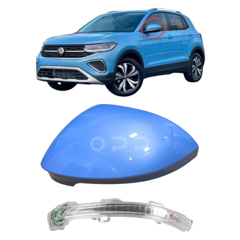 VW T-Roc 2022- Door Wing Mirror Cover & Indicator Painted Clear Blue Metallic LT5M