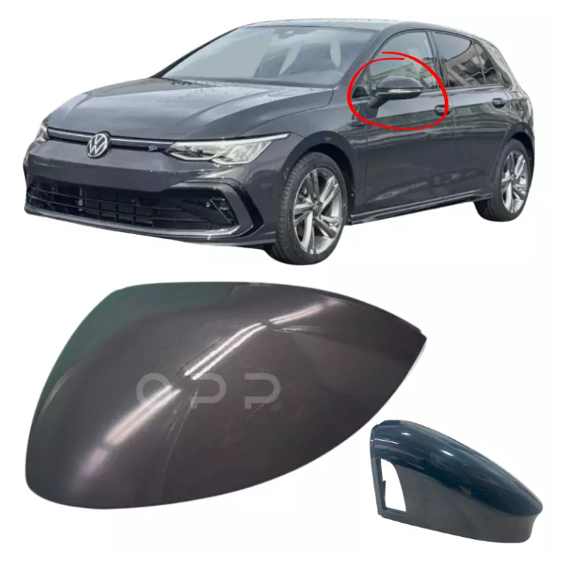 VW Golf MK8 2020- Door Wing Mirror Cover Painted Urano Grey L17F Lane Assist