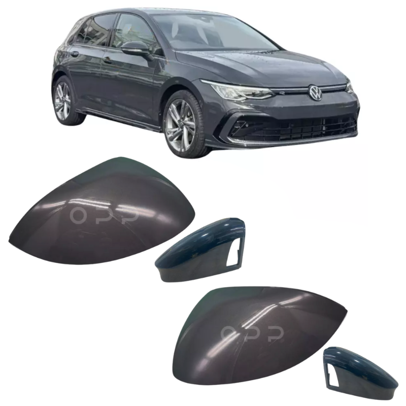 VW Golf MK8 2020- Door Wing Mirror Cover Painted Urano Grey L17F Lane Assist