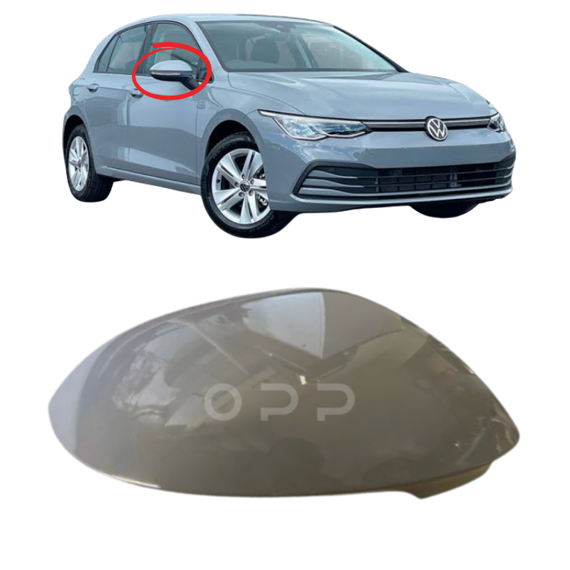 VW Golf MK8 2020- Door Wing Mirror Cover Painted Moonstone Grey LA7C