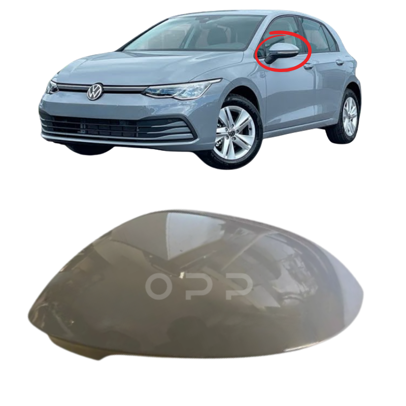 VW Golf MK8 2020- Door Wing Mirror Cover Painted Moonstone Grey LA7C