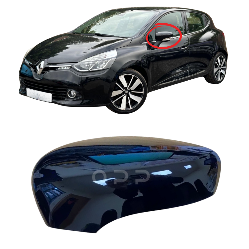 Renault Clio 2012-2020 Door Wing Mirror Cover Painted Gloss Black