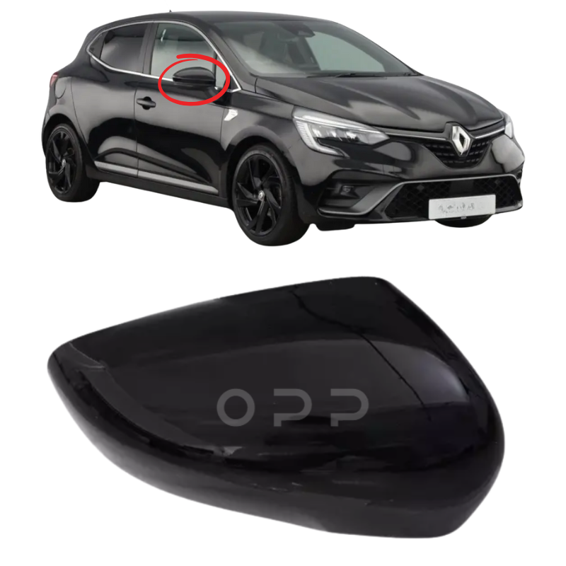 Renault Clio 2019-2024 Door Wing Mirror Cover Painted Black