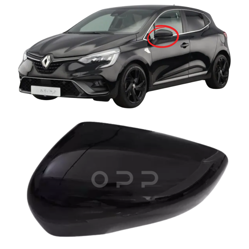 Renault Clio 2019-2024 Door Wing Mirror Cover Painted Black