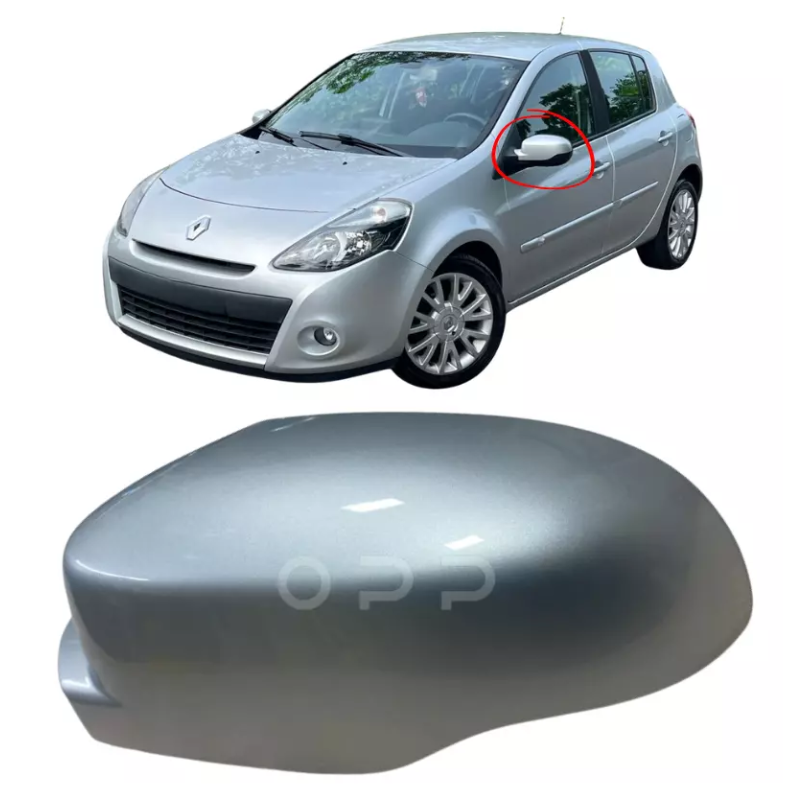 Renault Clio 2009-2013 Door Wing Mirror Cover Painted Silver