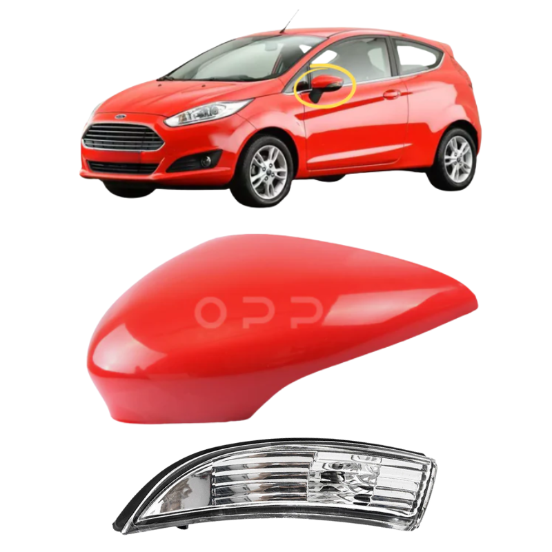Ford Fiesta MK7 2008-2017 Door Wing Mirror Cover & Indicator Painted Race Red