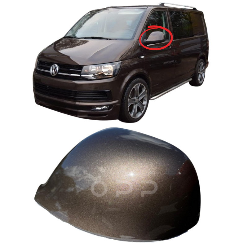 VW T6 T6.1 Transporter 2015-2024 Door Wing Mirror Cover Painted Chestnut Brown LH8W