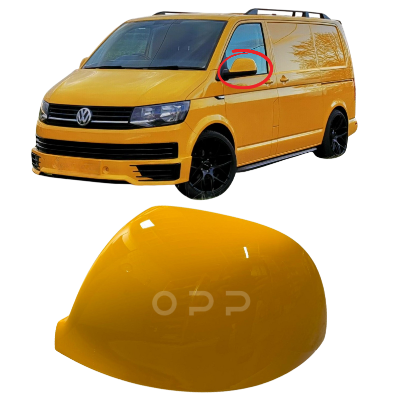 VW T6 T6.1 Transporter 2015-2024 Door Wing Mirror Cover Painted Chrome Yellow LN1K
