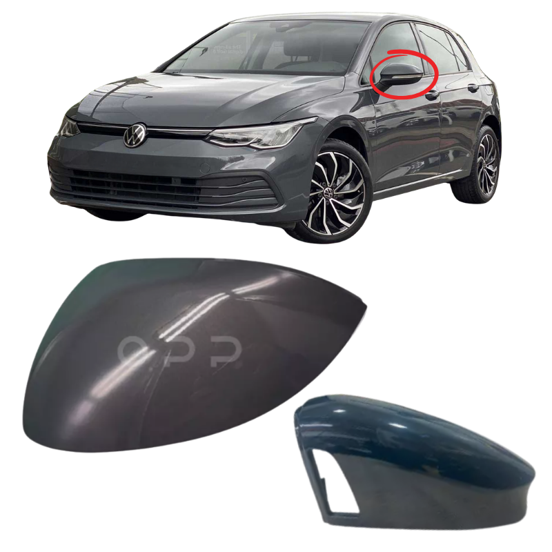 VW Golf MK8 2020- Door Wing Mirror Cover Painted Dolphin Grey Lane Assist