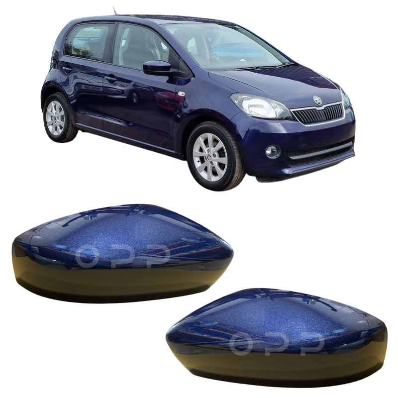 Skoda Citigo 2012-2020 Door Wing Mirror Cover Painted Night Blue Metallic LH5X