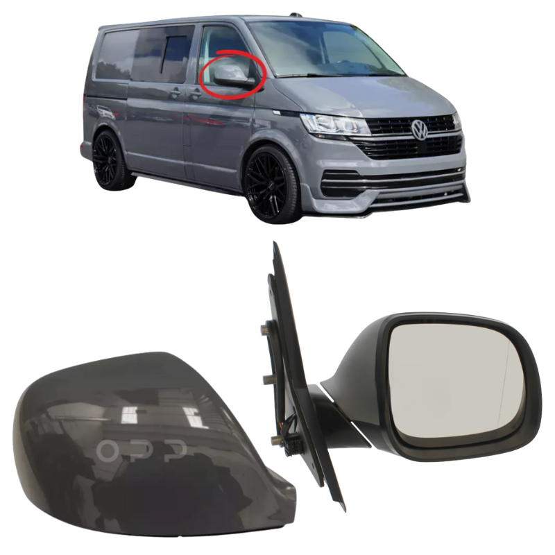 VW Transporter T6 T6.1 2015-2025 Wing Mirror Complete Painted Pure Grey LH7J Power Fold