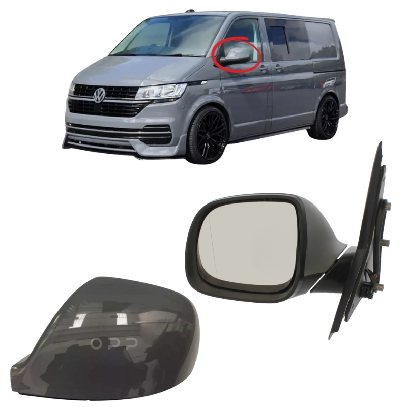 VW Transporter T6 T6.1 2015-2025 Wing Mirror Complete Painted Pure Grey LH7J Power Fold