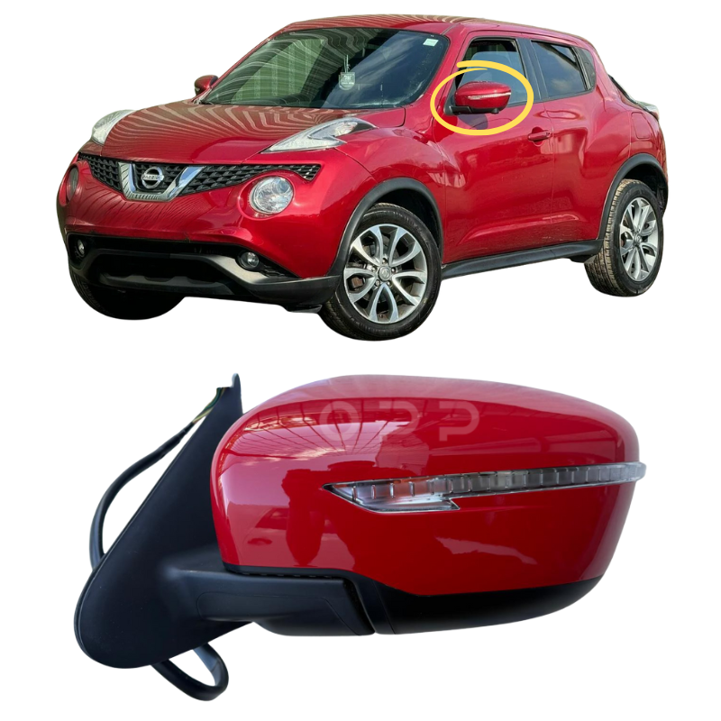 Nissan Juke 2014-2019 Door Wing Mirror Complete Painted Red Power Fold