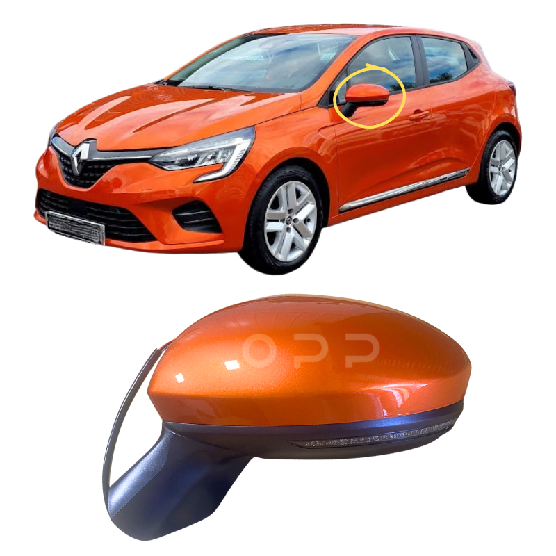Renault Clio MK5 2019-2024 Door Wing Mirror Complete Painted Valencia Orange Electric Powerfold