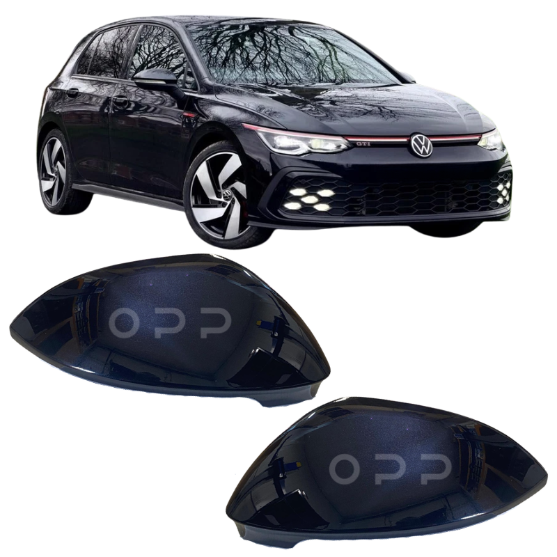 VW Golf MK8 2020- Door Wing Mirror Cover Painted Deep Black Pearl LC9X