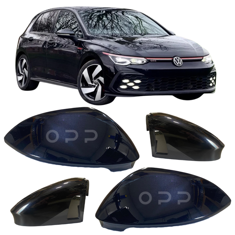 VW Golf MK8 2020- Door Wing Mirror Cover Painted Deep Black Pearl LC9X