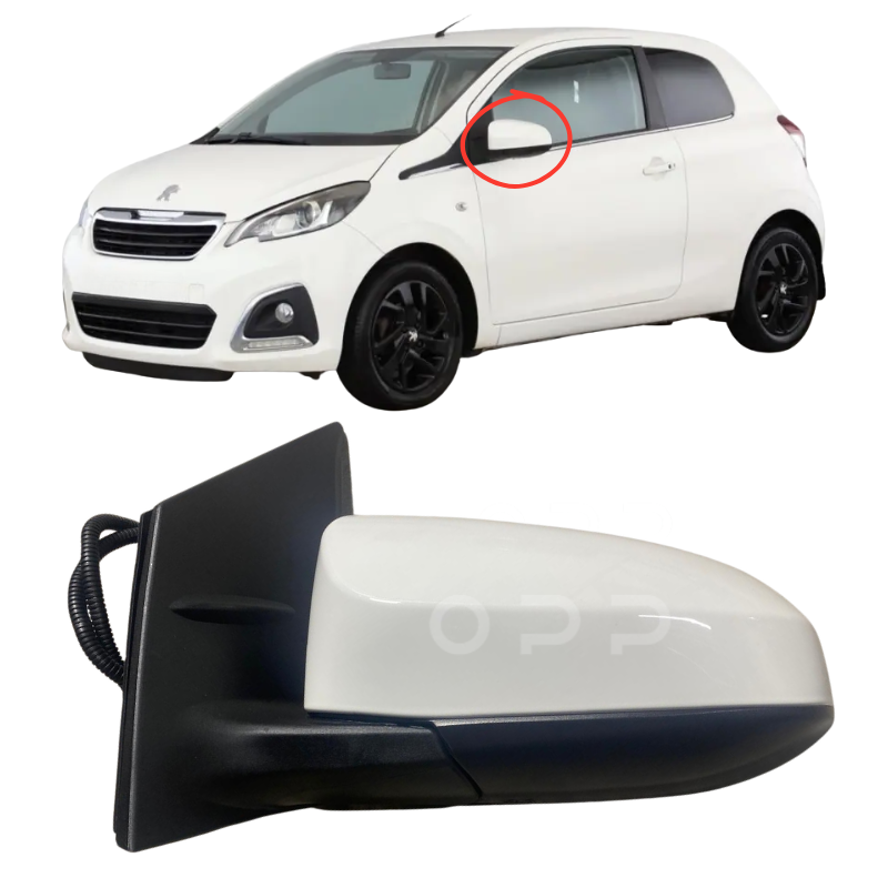 Peugeot 108 2014-2020 Door Wing Mirror Complete Electric Painted White