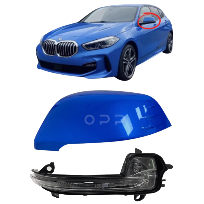 BMW 1 Series 2019- Door Wing Mirror Cover & Indicator Painted Misano Blue C1D