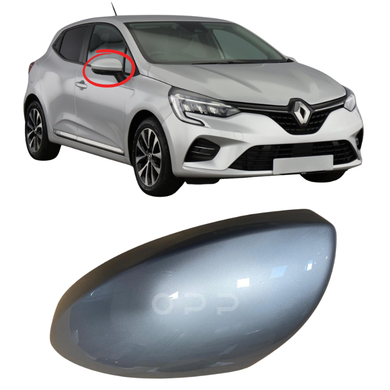 Renault Clio 2019-2024 Door Wing Mirror Cover Painted Silver