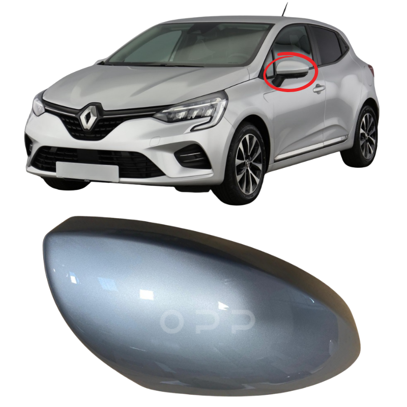 Renault Clio 2019-2024 Door Wing Mirror Cover Painted Silver