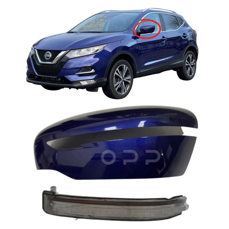 Nissan Qashqai 2014-2021 Door Wing Mirror Cover & Indicator Painted Ink Blue RBN