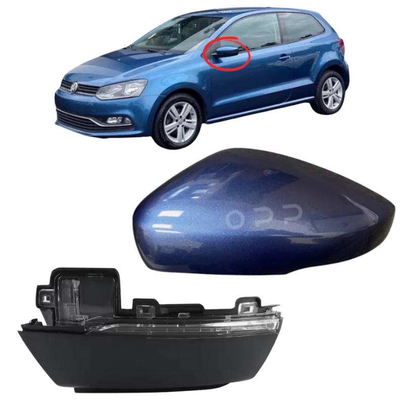 VW Polo 2009-2017 Door Wing Mirror Cover & Indicator Painted Blue Silk LD5L