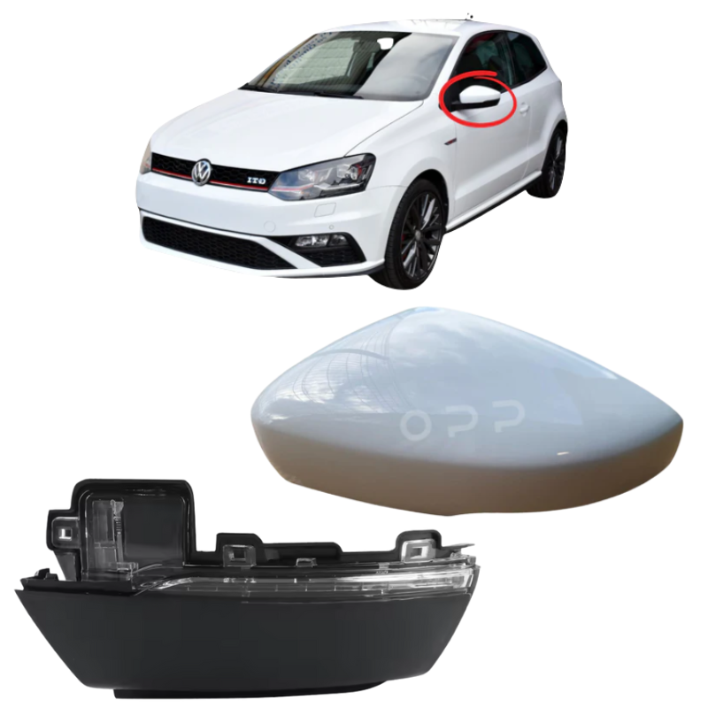 VW Polo 2009-2017 Door Wing Mirror Cover & Indicator Painted White