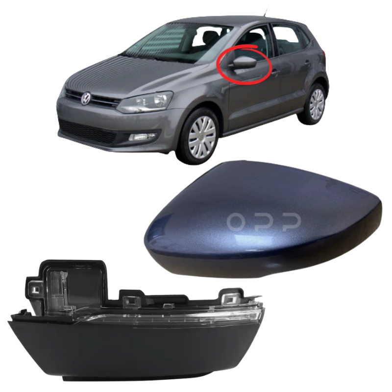 VW Polo 2009-2017 Door Wing Mirror Cover & Indicator Painted Pepper Grey LD7R