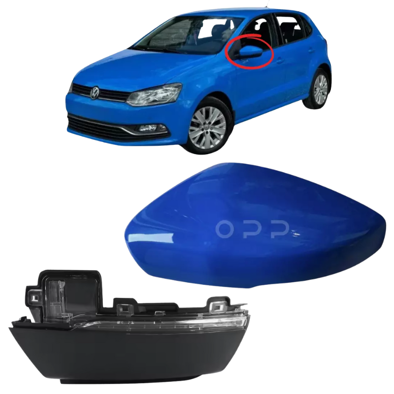VW Polo 2009-2017 Door Wing Mirror Cover & Indicator Painted Cornflower Blue LD5C