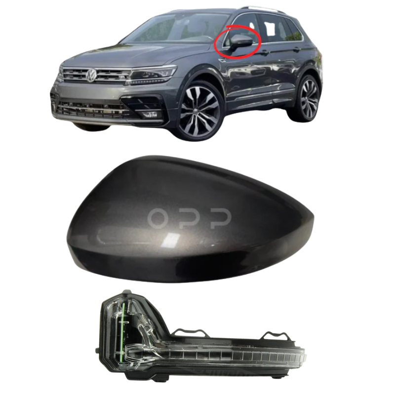 VW Tiguan 2017-2023 Door Wing Mirror Cover & Indicator Painted Indium Grey LR7H