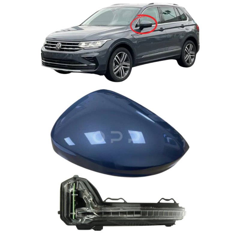 VW Tiguan 2017-2023 Door Wing Mirror Cover & Indicator Painted Delfin Grey LC7Q