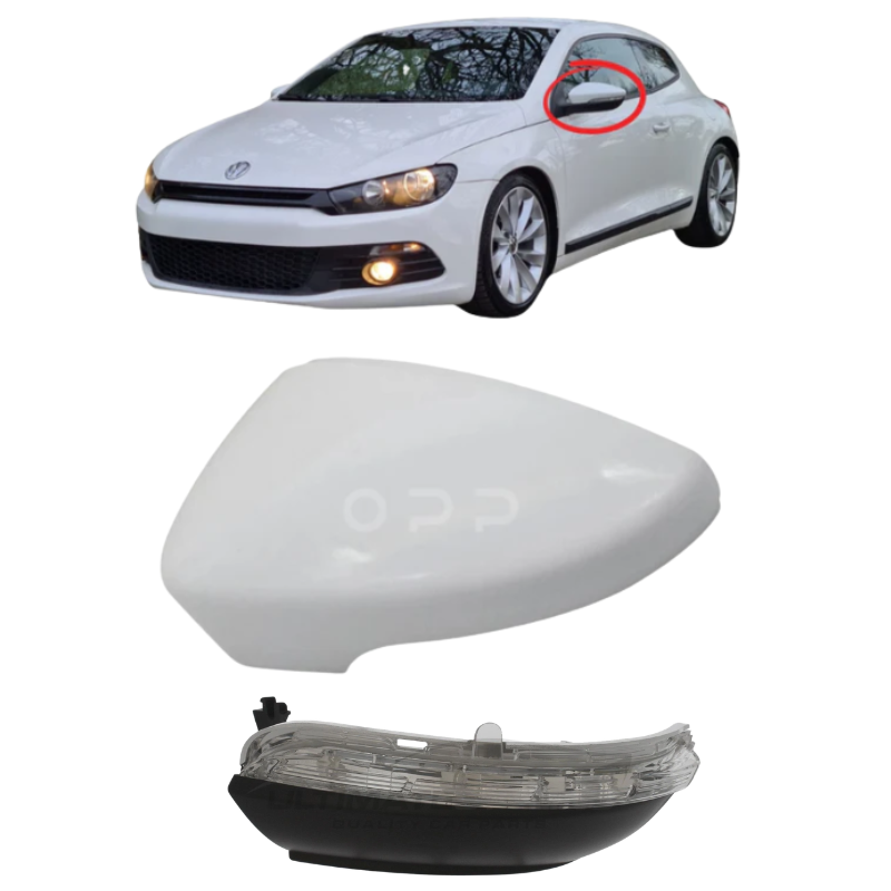 VW Scirocco 2008-2017 Door Wing Mirror Cover & Indicator Painted White