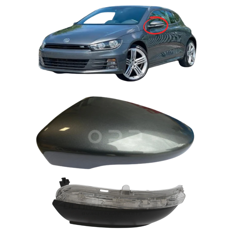 VW Scirocco 2008-2017 Door Wing Mirror Cover & Indicator Painted Indium Grey