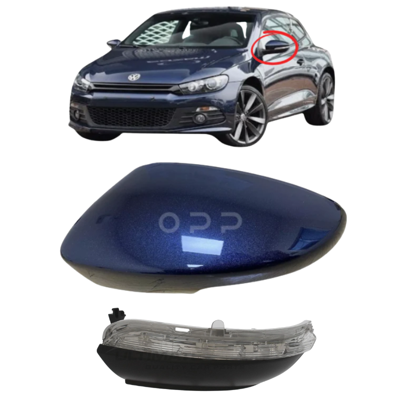 VW Scirocco 2008-2017 Door Wing Mirror Cover & Indicator Painted Night Blue LH5X