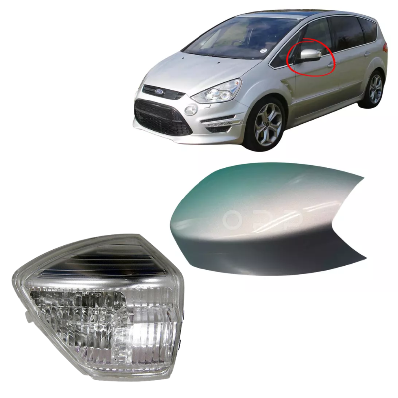 Ford S-Max 2006-2016 Door Wing Mirror Cover & Indicator Painted Moondust Silver