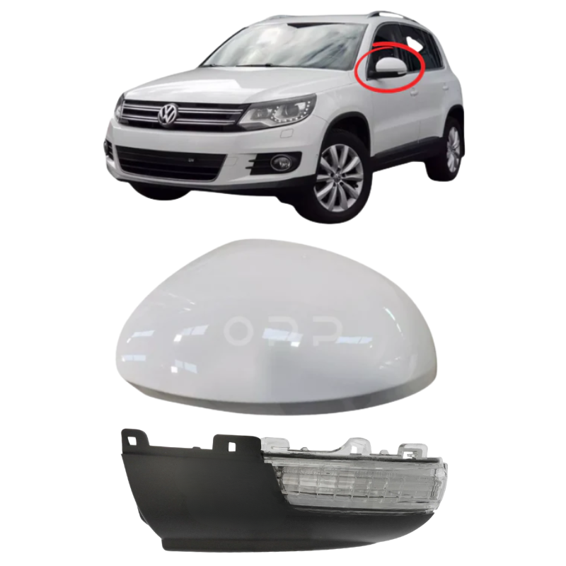 VW Tiguan 2008-2017 Door Wing Mirror Cover & Indicator Painted Candy White LB9A