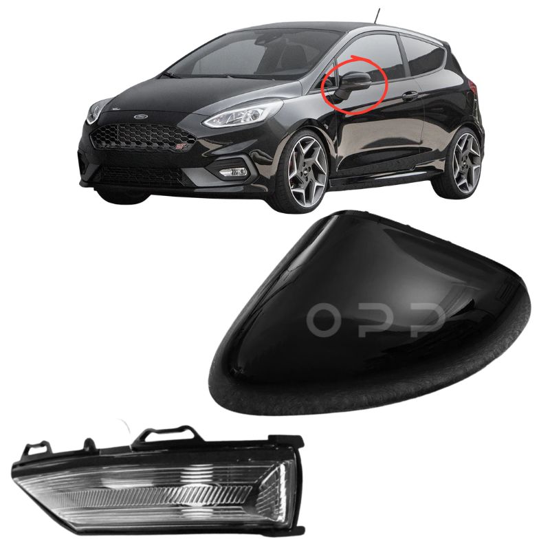 Ford Fiesta MK8 2018- Door Wing Mirror Cover & Indicator Painted Black