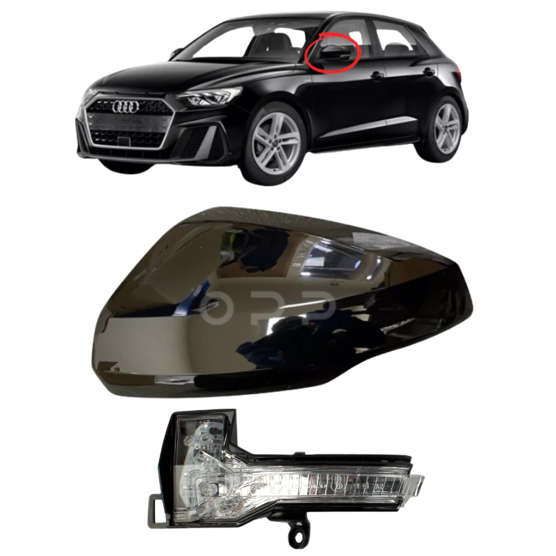 Audi A1 2018- Door Wing Mirror Cover & Indicator Painted Black