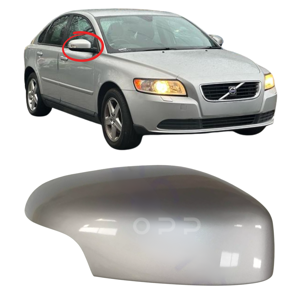 Volvo S40 2007-2009 Door Wing Mirror Cover Painted Silver
