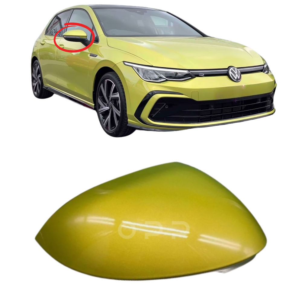 VW Golf MK8 2020- Door Wing Mirror Cover Painted Lime Yellow LL1W