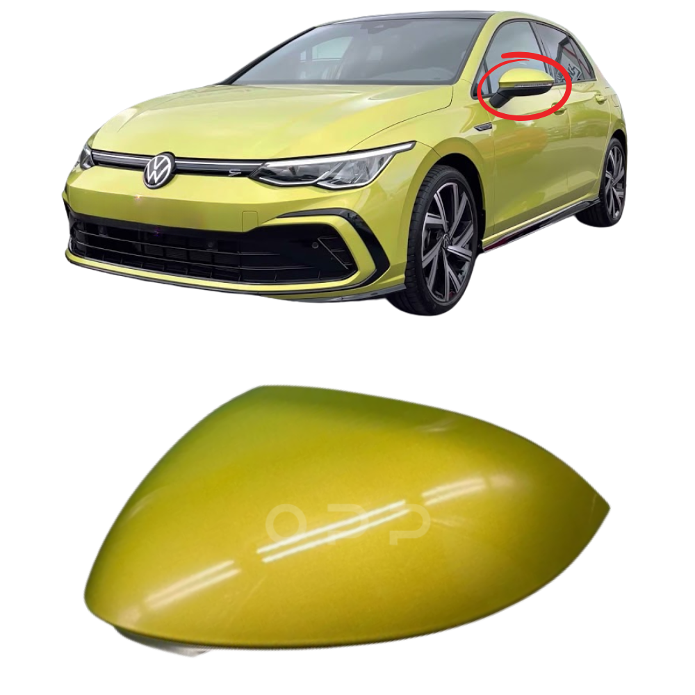 VW Golf MK8 2020- Door Wing Mirror Cover Painted Lime Yellow LL1W